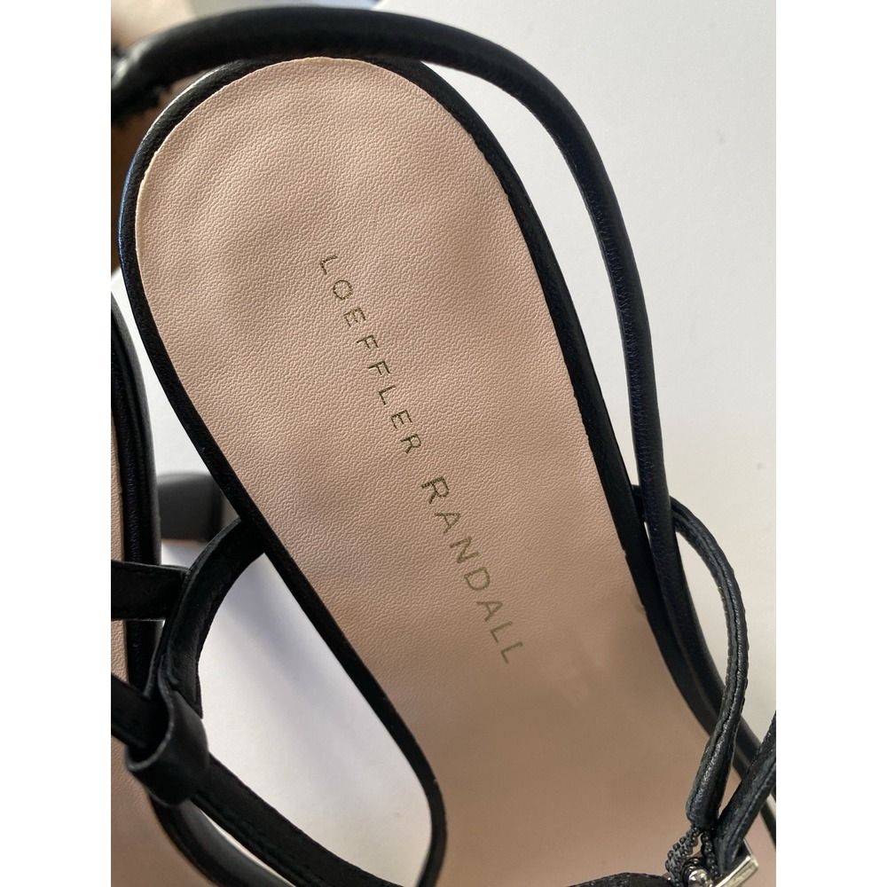 Loeffler Randall Triana Black Leather Strappy Mid Heel Silver Ball Sandals 9 - Picture 5 of 7